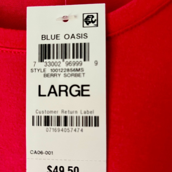 JM Collection NWT Ladies Size Large Sleeveless Top in Berry Sorbet Pink - Picture 2 of 6